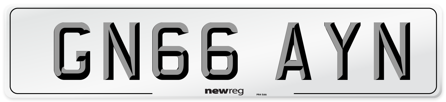 GN66 AYN Number Plate from New Reg